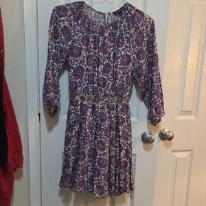 XXS Womens J. Crew Purple and Cream Long Sleeve Dress